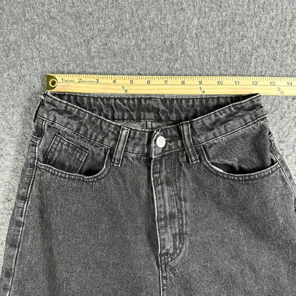 SHEIN Womens High Waisted Mom Jeans Faded Black Acid Wash Tapered Size S 4 25W‎ - Picture 5 of 8